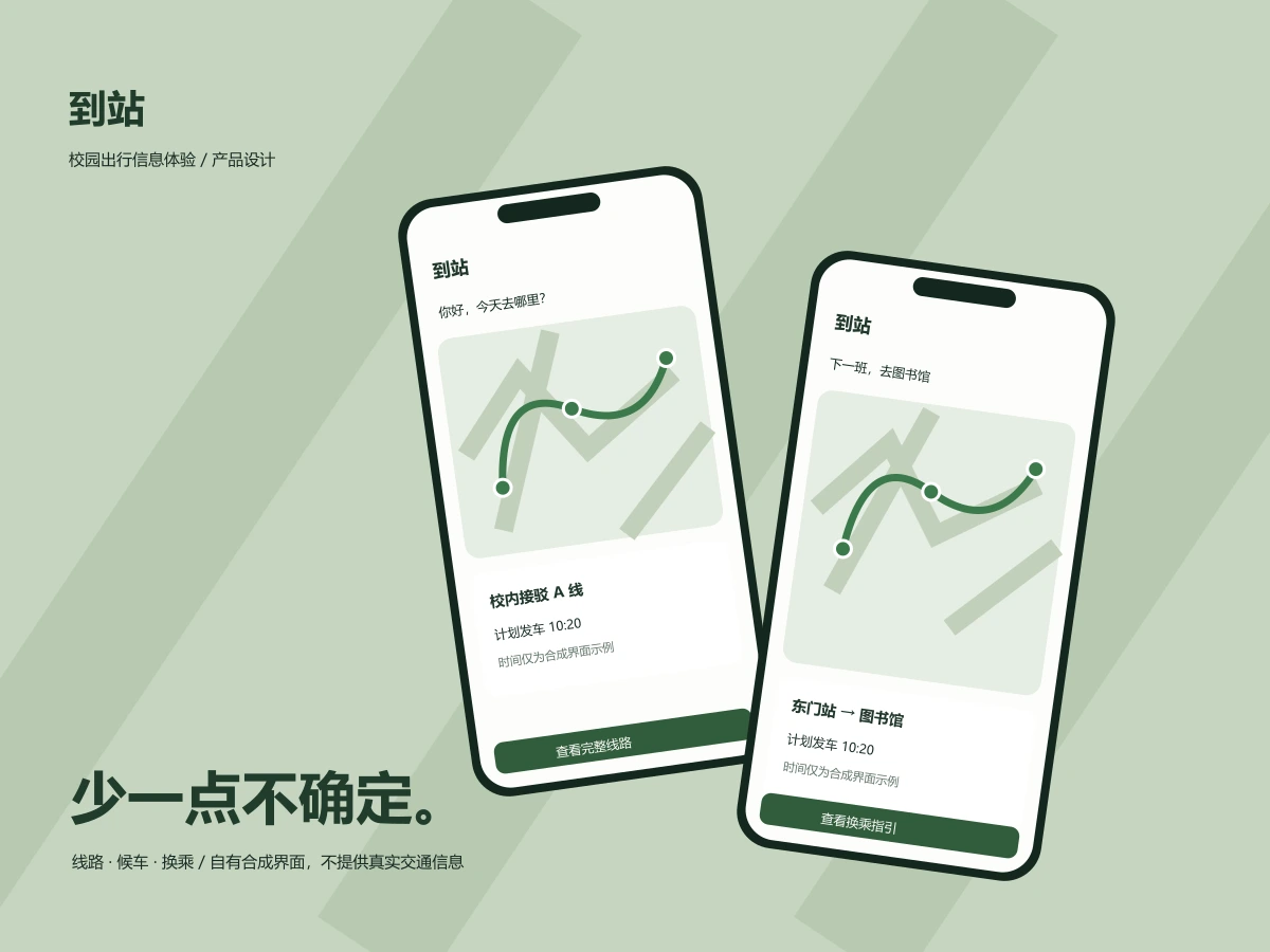 到站:让校园出行少一点不确定——从候车调研到多角色信息交付的产品设计实习 · 作品图 1